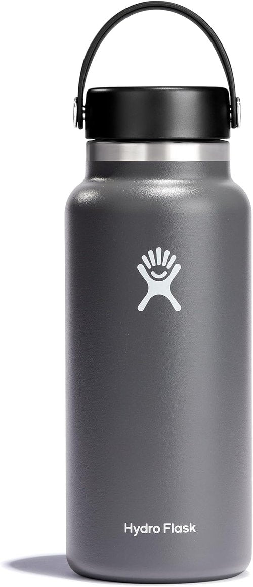 Hydro Flask Water Bottle - Insulated Stainless Steel - 32 Oz Wide Mouth Flex Lid, Leakproof & Refillable