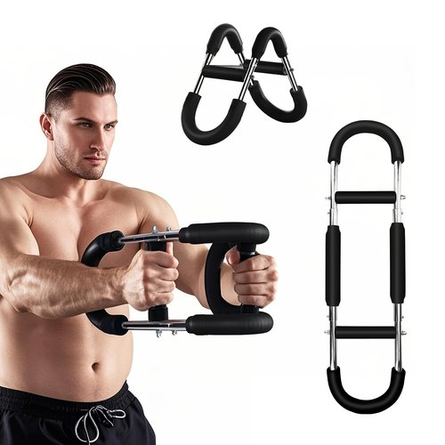 Twister Arm and Chest Muscle Trainer, U-Shape Power Twister Arm Exerciser Adjustable, Shoulder Muscle, Biceps, Triceps, Back and Forearm Triceps Chest Enhanced Exercise (Black)