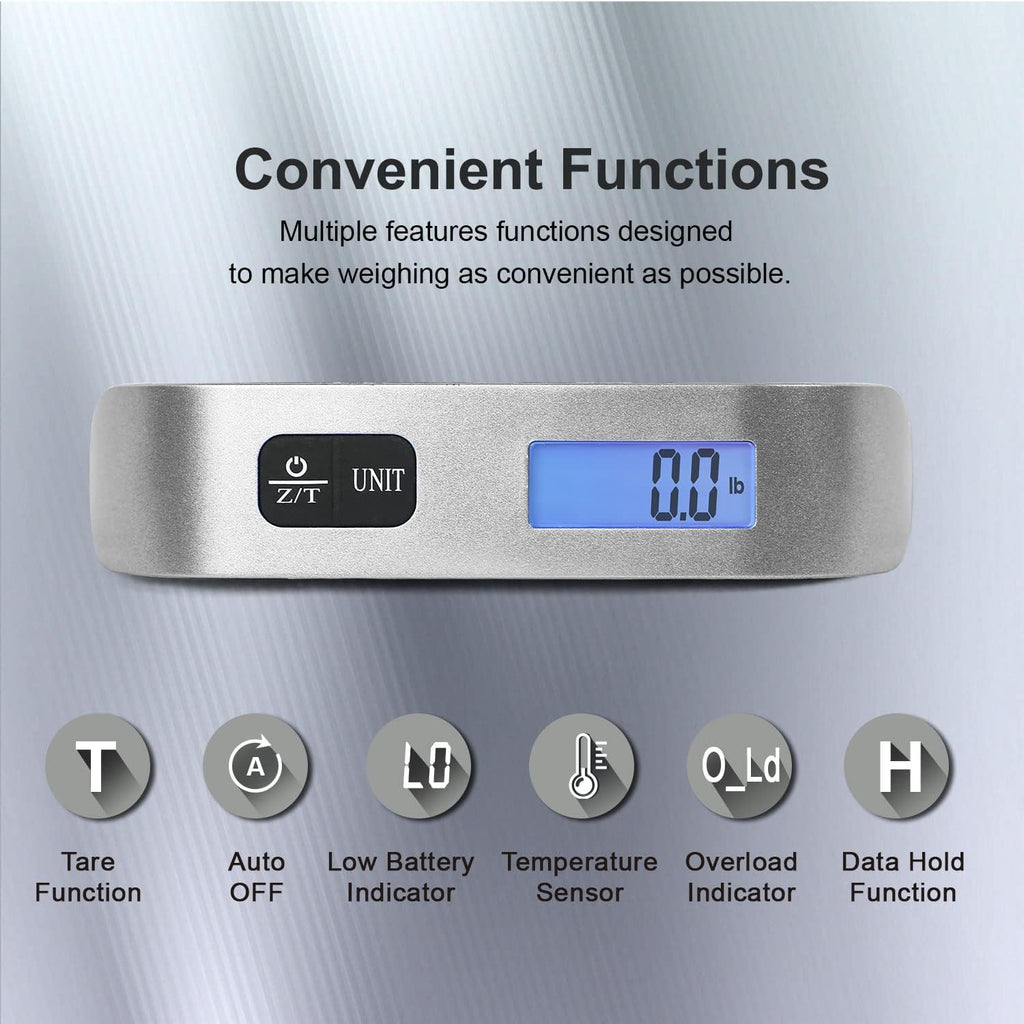 Travel Inspira Luggage Scale - Portable Digital Hanging Baggage Scale Up to 110 lbs | Battery Included