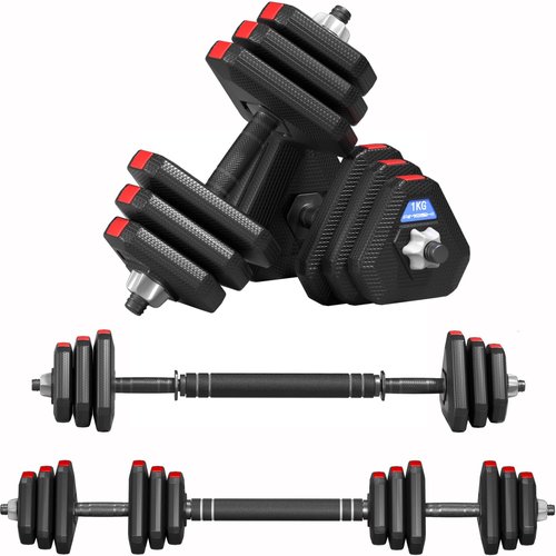 Adjustable Weight Dumbbell Set, 22LB/44LB/66LB Free Weights with Connector, 3 in 1 Dumbbells Barbell Set and Push Up Stand, Home Gym Fitness Exercises Suitable for Men Women (44)