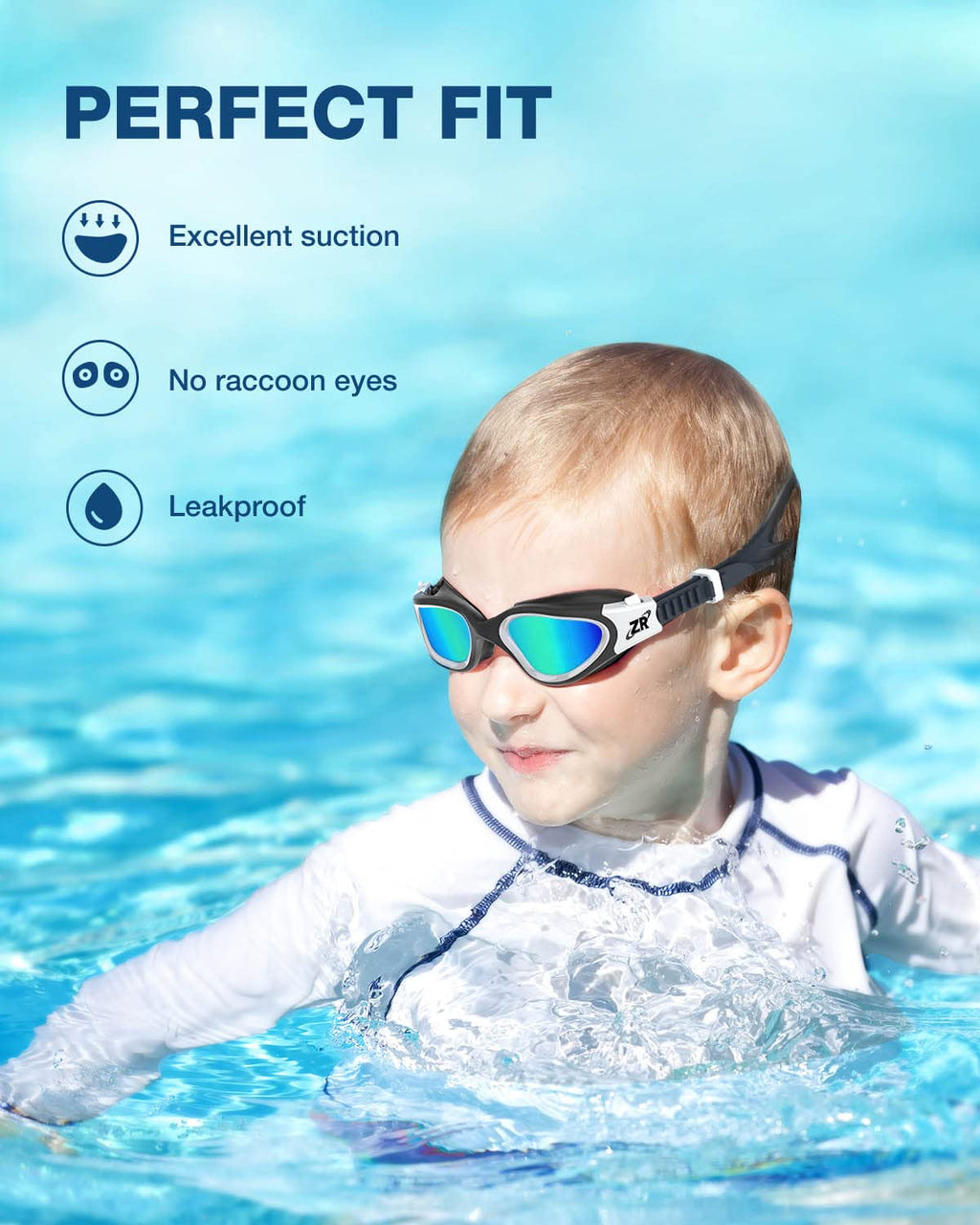 ZIONOR Kids Swim Goggles, G1 MINI UV Protection Anti-Fog Polarized Swimming Goggles for Age 6-14