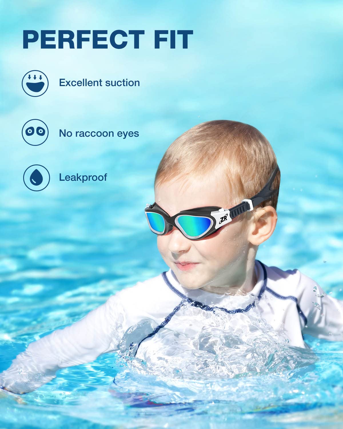 ZIONOR Kids Swim Goggles, G1 MINI UV Protection Anti-Fog Polarized Swimming Goggles for Age 6-14