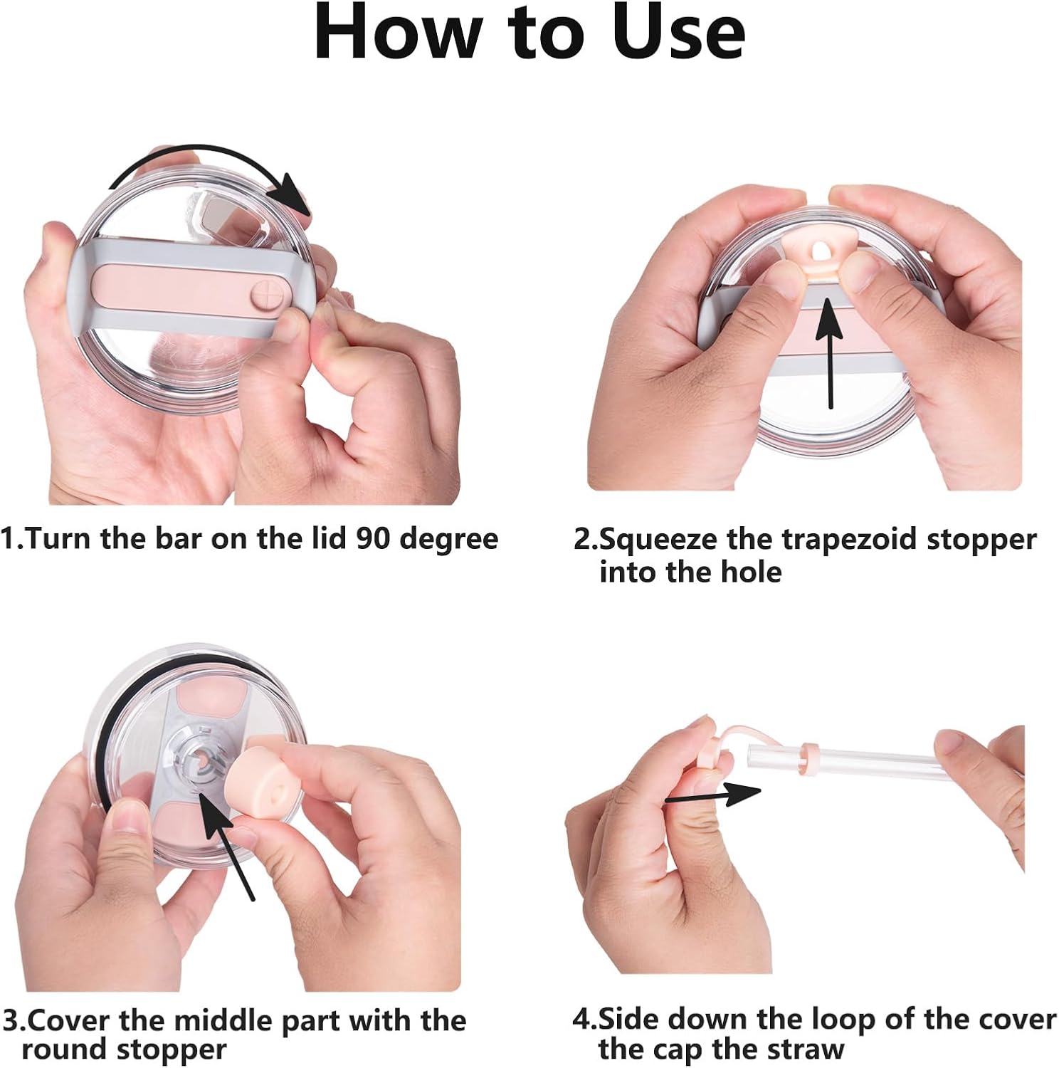Silicone Spill Stopper Set - Compatible with Stanley Cup 2.0 | 30oz & 40oz with Straw Cover (Set of 2, Rose Quartz)