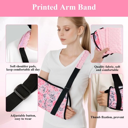 Arm Sling for Women with Strap Cushion, Fashion Shoulder Brace Support Immobilizer for Shoulder Elbow Wrist Injury, Padding Arm Support Sling for Women Men Youth Right & Left