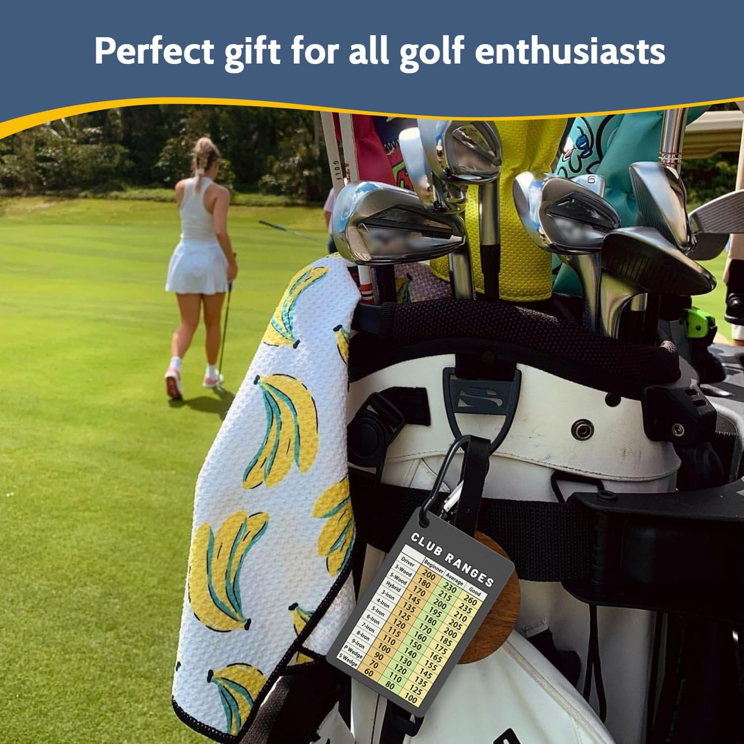 Skiennix Golf Club Range Chart Card - Compact Credit Card Size | Durable Yardage Guide for All Skill Levels