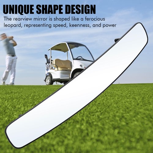 Golf Cart Rearview Mirror - 16.5 Inch Long & Wide Panoramic Golf Cart HD Clear Convex Center Rear View Mirror Fit for EzGo, Yamaha, Club Car