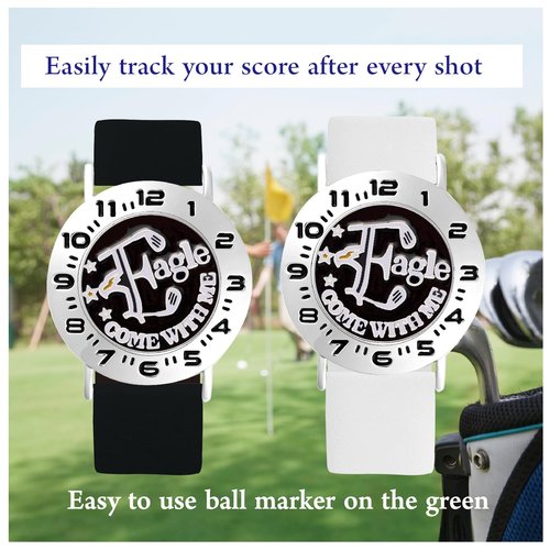 E TRUEE Golf Ball Marker with Golf Stroke Counter Bracelet, Eagle Ball Marker, Golf Score Counter, Golf Accessories, Golf Gifts for Men Golfers