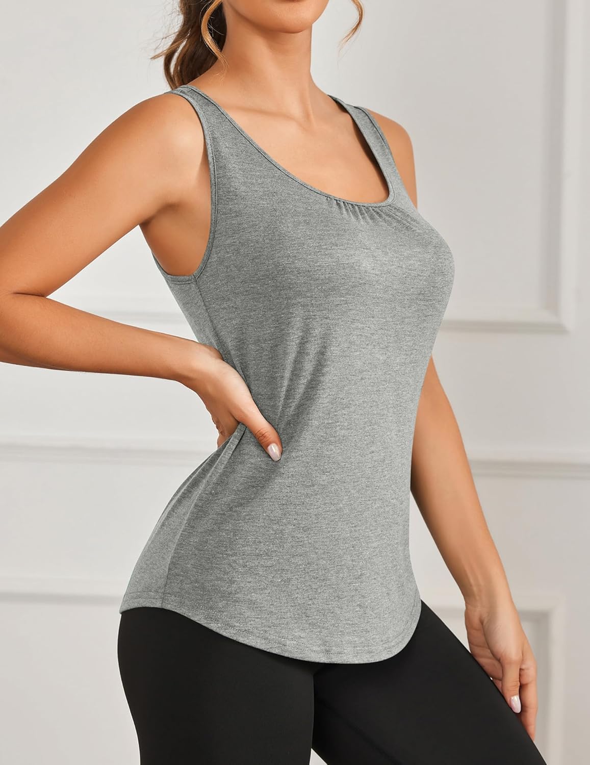 PINSPARK Women's Racerback Workout Tank Tops - Lightweight Sleeveless Athletic Shirts | 2 Pack S-3XL