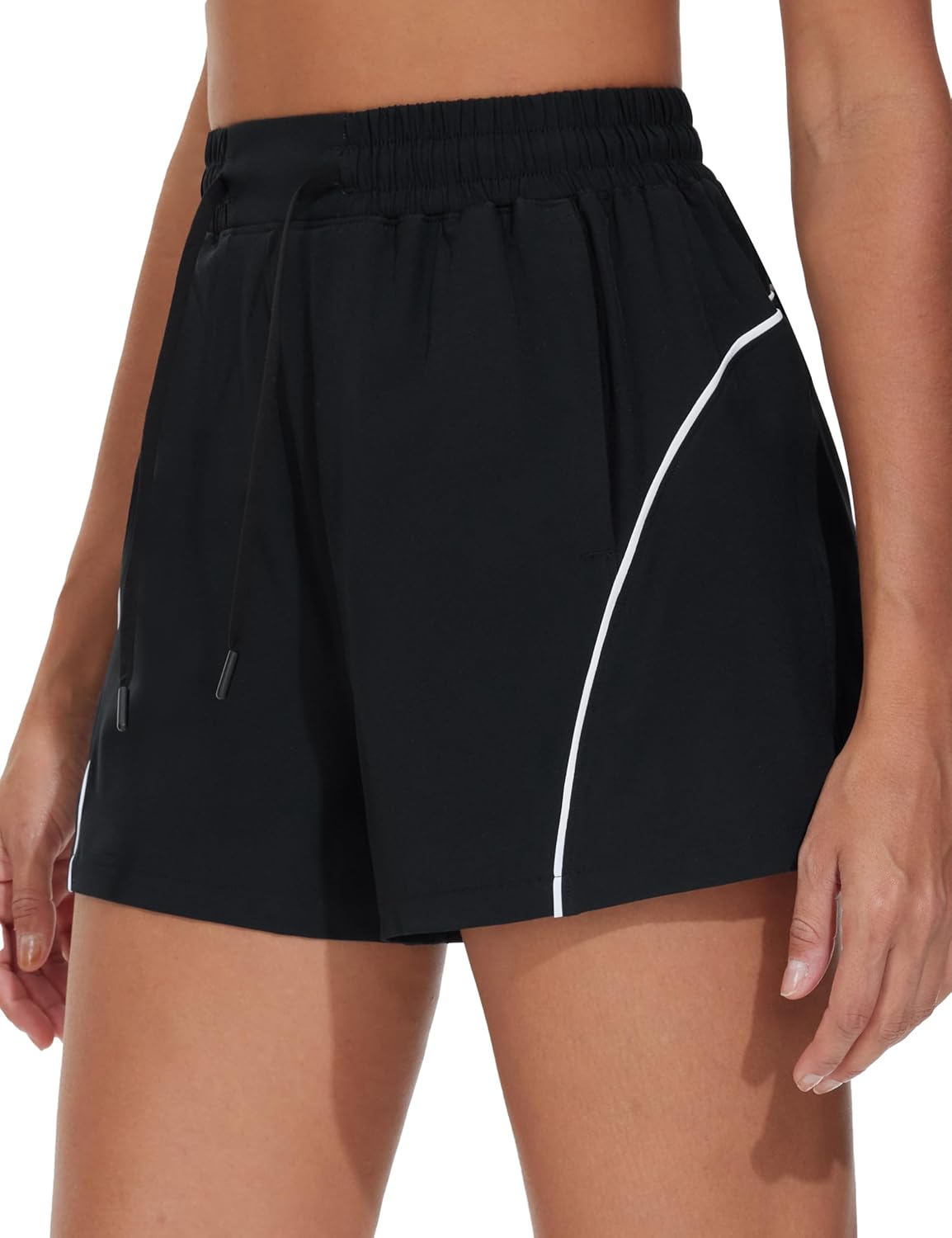 The Gym People Women's High Waist Running Shorts - Lightweight, Loose Fit with Pockets | Perfect for Yoga & Workouts