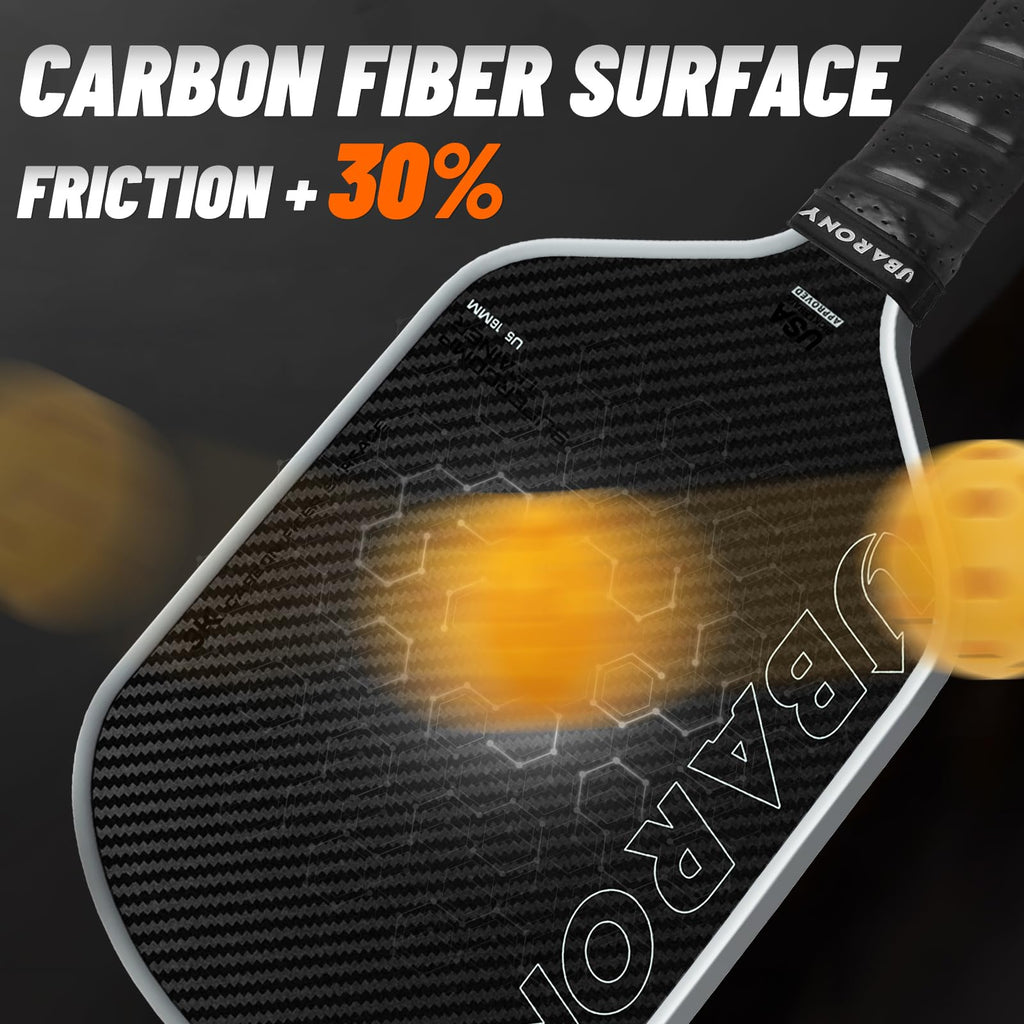 Pickleball Paddle, Carbon Fiber Pickleball Paddle | 16MM Thick Face with Cushion Grip, Enhanced Spin Control & Power - Pickle Ball Rackets for Adults, Indoor/Outdoor