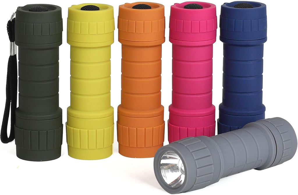 Skiennix 6-Pack Mini Flashlights - Super Bright 100 Lumen LED with 18 AAA Batteries Included | Perfect for Camping & Emergencies
