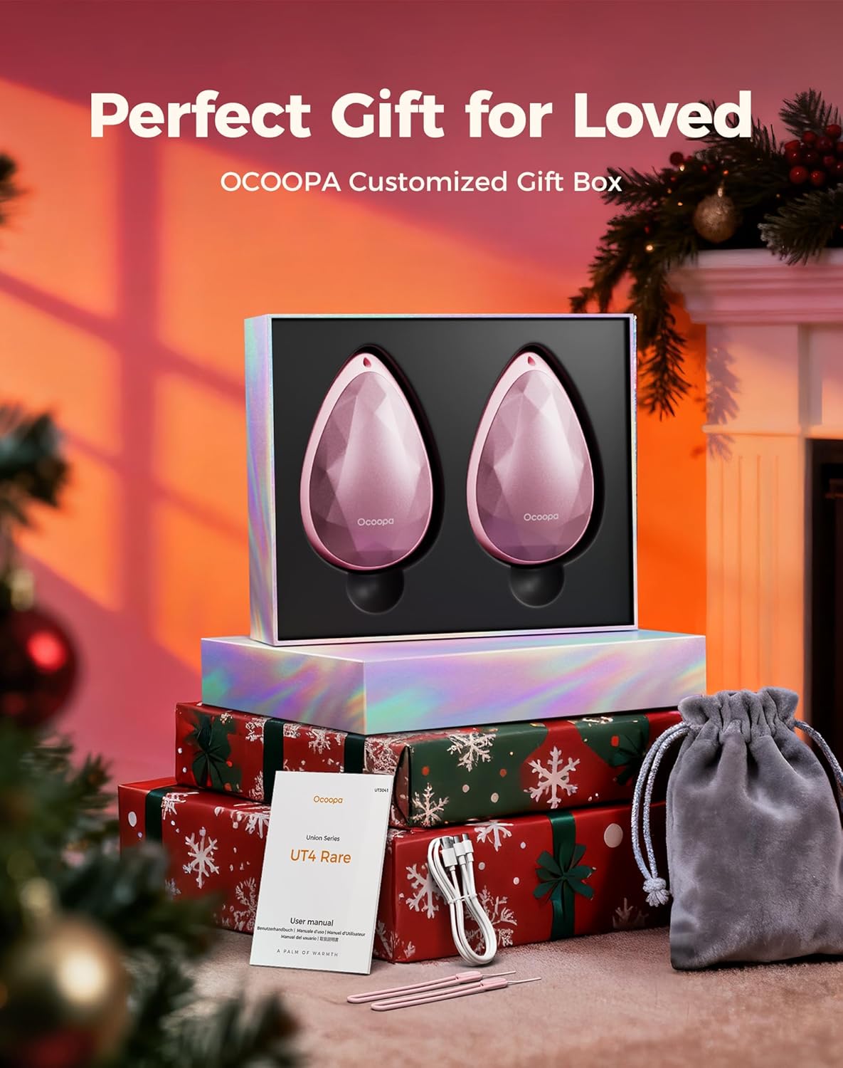 OCOOPA Rechargeable Hand Warmers - Stylish Diamond-Shape Electric Pocket Heaters | 2 Pack for Hiking & Camping