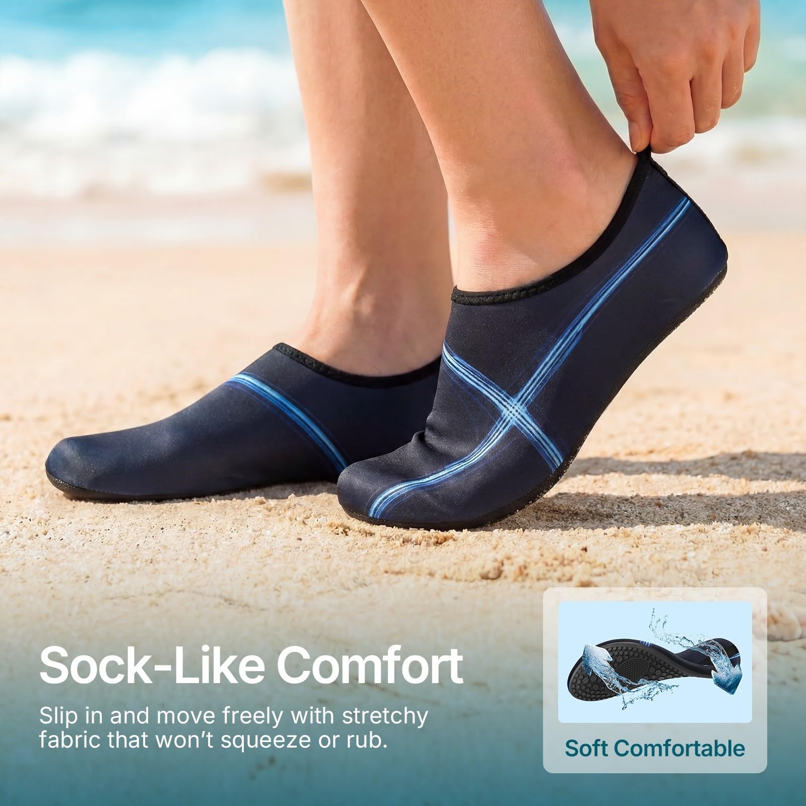 ATHMILE Water Shoes Women Men Barefoot Aqua Socks Quick-Dry for Beach Swim Pool Yoga Camping Cruise Surf Sport