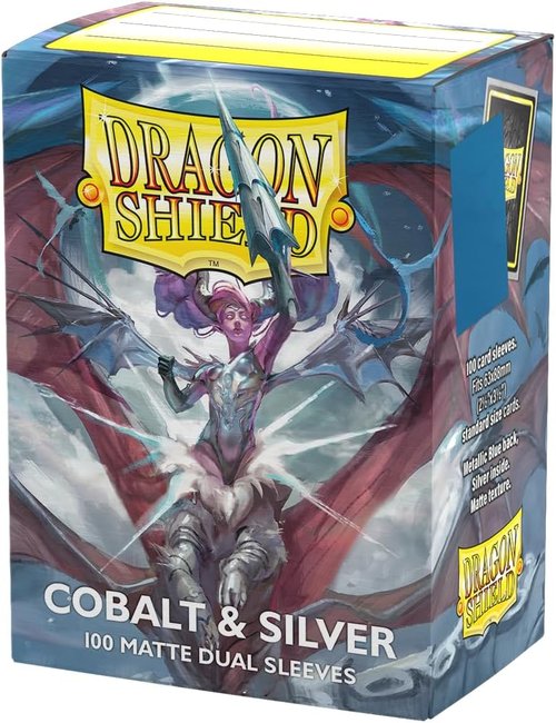 Dragon Shield | Premium Double Sleeve Combo - Perfect Fit Blue/Silver Matte | 2X 100 CT for TCGs