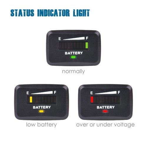 Runleader 12V to 24V LED Battery Capacity Meter,Monitor of Battery Charge &Discharge,Various Batteries Applicably,Snap-in Mount for Golf Cart Forklift Machine Floor Care Equipment