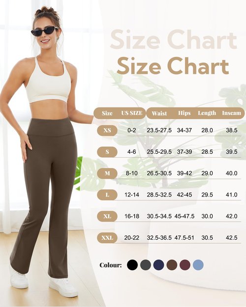 AB-Eleven Yoga Pants for Women High Waisted Flare Leggings Bell Bottom Leggings Front Seamless Flared Workout Pants Tummy Control Brown
