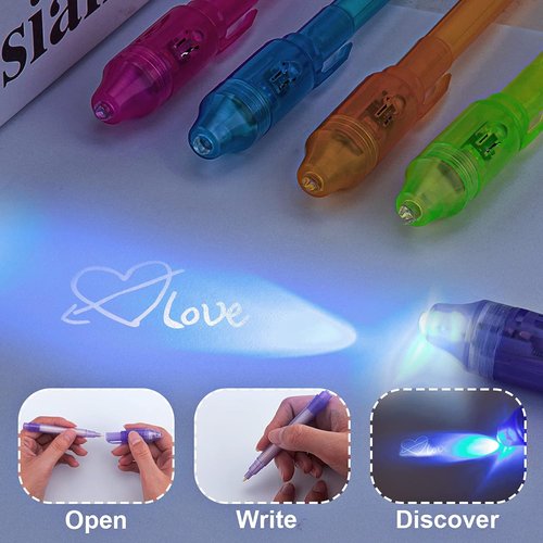 Invisible Spy Ink Pen Set - 5 Pack with UV Light | Fun Party Favors for Kids Ages 8-12