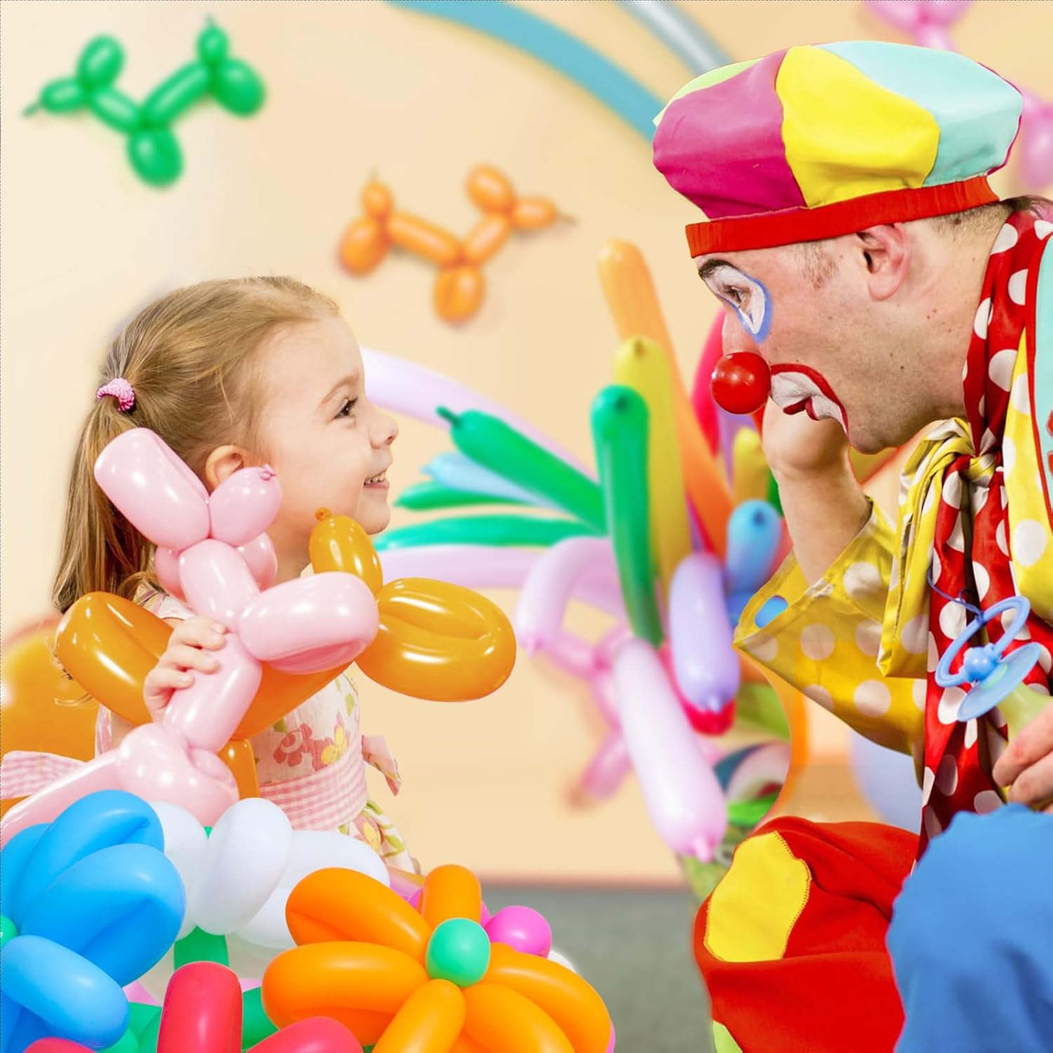 Skiennix 260Q Balloons Kit - 100 Premium Latex Twisting Balloons with Pump for Kids' Parties & Events