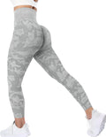 YEOREO Women's High-Waisted Camo Workout Leggings - Seamless Tummy Control Yoga Pants | Grey, Size M