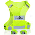 Reflective Vest Running Gear, Lightweight Motorcycle Cycling Reflective Vests with Large Pocket & Adjustable Waist for Women Men Running Safety Vest with Reflective Bands (Green, X-Large)