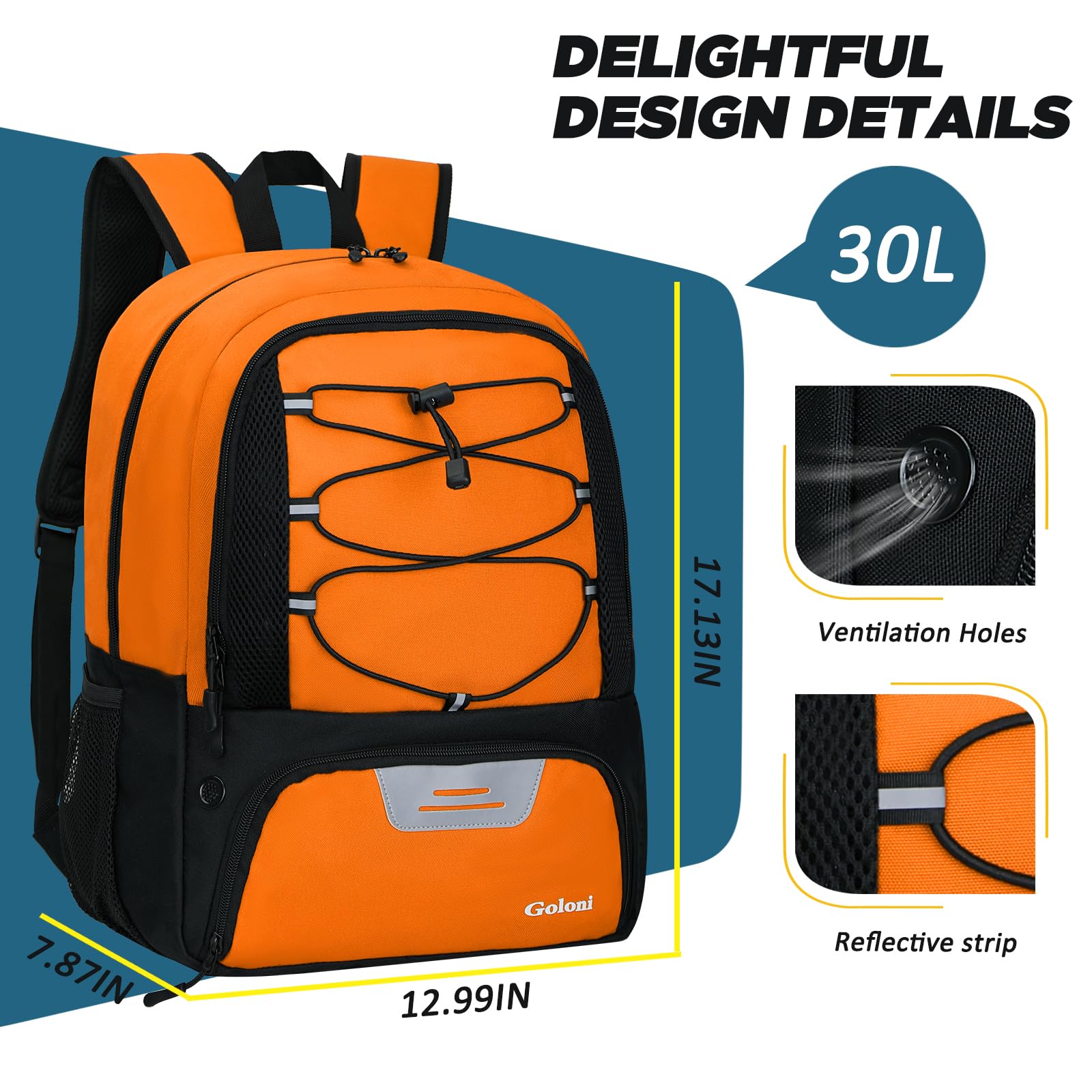 Goloni Soccer Bag, Basketball Bag with Ball Compartment & Shoe Compartment,Large Soccer Backpack for Basketball,Volleyball,Gym