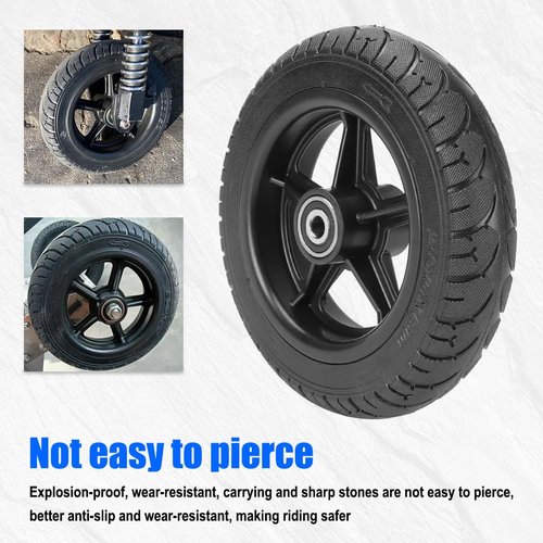 Electric Scooter 200x50 Solid Tire & Plastic Hub 8"x2" Solid Tyre Tubeless Tire with 10mm Bearing Explosion Proof for Electric Scooter Balance Bike Toddler Bike Strollers