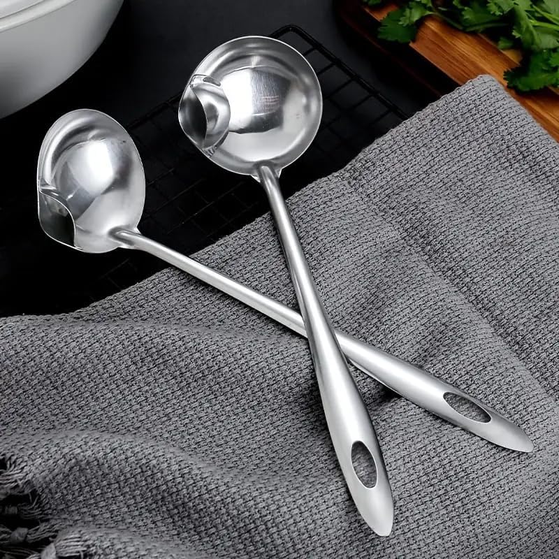 Skiennix Stainless Steel Oil Separator - Efficient Gravy & Fat Skimmer Spoon for Kitchen Use