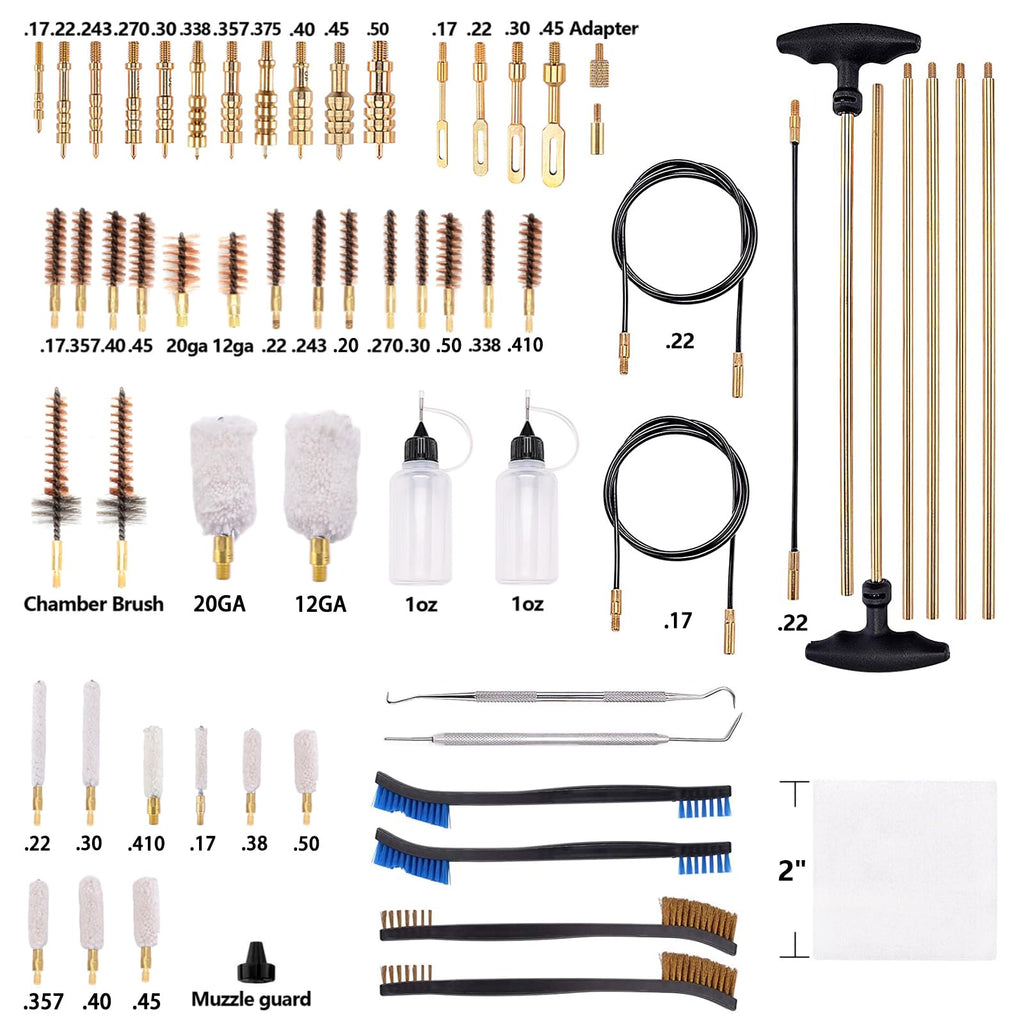 BOOSTEADY Pro Gun Cleaning Kit Universal Gun Cleaning Kit Handgun Shotgun Cleaning Kit for All Guns with High-end Denser Brass Brushes, Mops, Jags, Reinforced Rods
