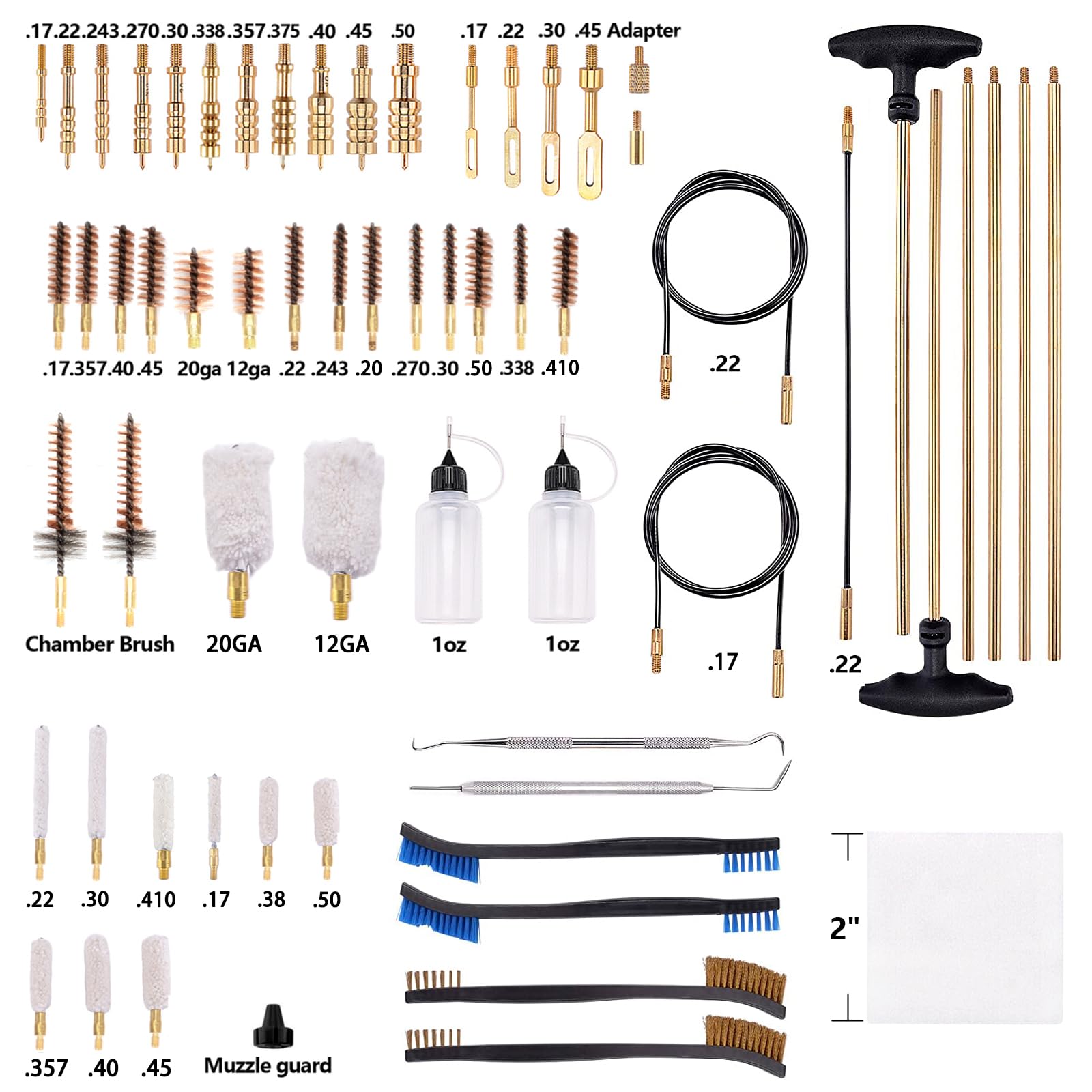 BOOSTEADY Pro Gun Cleaning Kit Universal Gun Cleaning Kit Handgun Shotgun Cleaning Kit for All Guns with High-end Denser Brass Brushes, Mops, Jags, Reinforced Rods