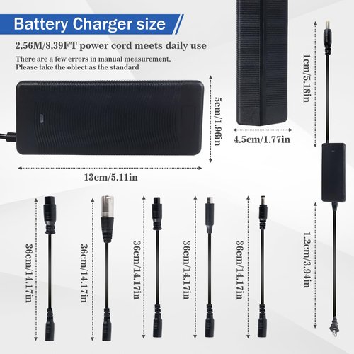42V 2A Charge with 5 in 1 Plugs for 36V 10S Lithium Battery,Universal Lithium Battery Fast Charger Replacement, Compatible with Razor/Jetson/Voyage, Gotrax & Ninebot