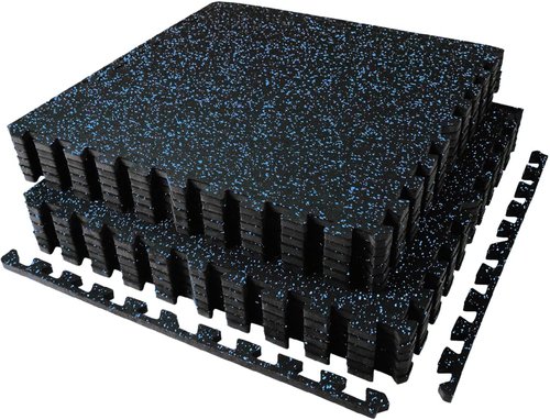AIRHOP Exercise Mats - 0.56in Thick Interlocking Puzzle Tiles | 48 Sq Ft Heavy-Duty Gym Flooring in Black & Blue