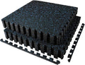 AIRHOP Exercise Mats - 0.56in Thick Interlocking Puzzle Tiles | 48 Sq Ft Heavy-Duty Gym Flooring in Black & Blue