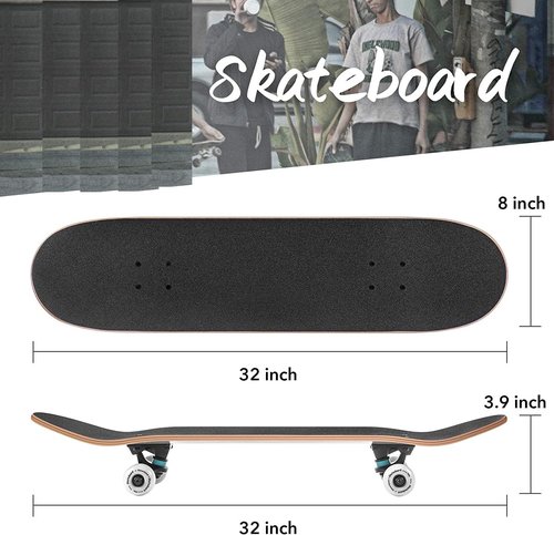 Skateboards for Beginners Kids Boys Girls and Adults 31"x8" Pro Complete Skateboard 8 Layers Maple Wood, Double Kick Concave, Fascinating Cool, Solid&Durable (Rocket)