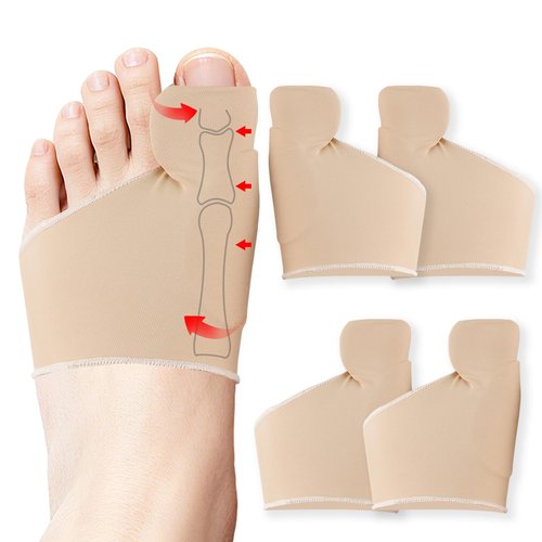 CKOWAJN 4Pcs Bunion Corrector for Women Big Toe, Big Toe Separators Non-Slip & Washable, Toes Straightener, Hallux Valgus Pain Relief Bunions Correction with Splint & Pads (Baige)
