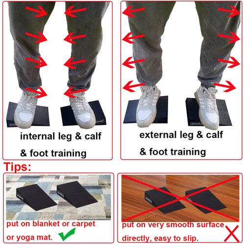 Squat Wedge Block Non-Slip Slant Board Calf Stretcher, 2pcs Ankle Foot Knee Leg Stretch Ramp, Heavy Duty Incline for Heel Elevated Exercise, Deadlift, Lunge, Yoga, Pilates, Physical Therapy