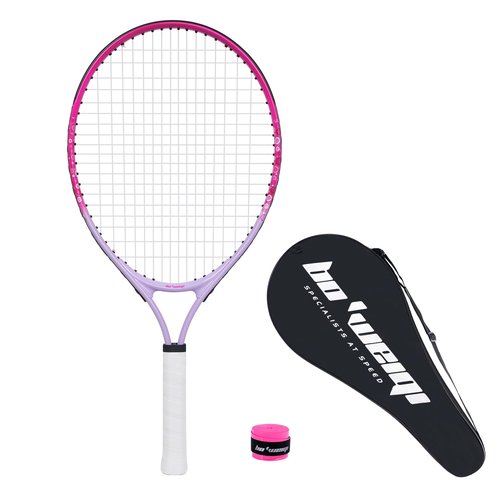 bo'weiqi 23" Kids Tennis Racket for Aged 8-10, Lightweight Youth Tennis Racket for Outdoor/Indoor Sports Including 1 Tennis Racket,1 Replacement Grip and 1 Shoulder Strap Bag Easy Carry(Pink)