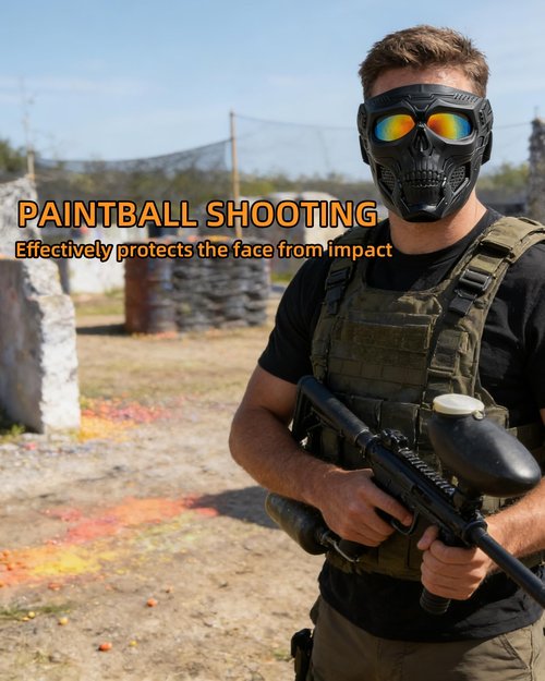 YUNGLIDE Paintball Mask Airsoft Goggles Suitable Airsoft Shooting Riding Goggles Role Playing Paintball Games Full Face Mask (Gold)