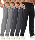 Mens Joggers 5 Pack with Zipper Pockets Open Bottom Mesh Athletic Pants for Running & Workout - Includes Black, Dark Gray, Light Gray