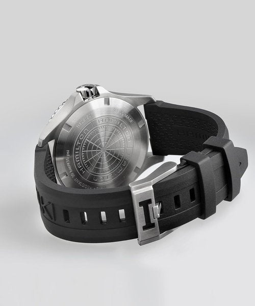 Hamilton Khaki Navy Automatic Men's Watch - 43mm Swiss Made, Black Dial, 300m Waterproof, Rubber Strap