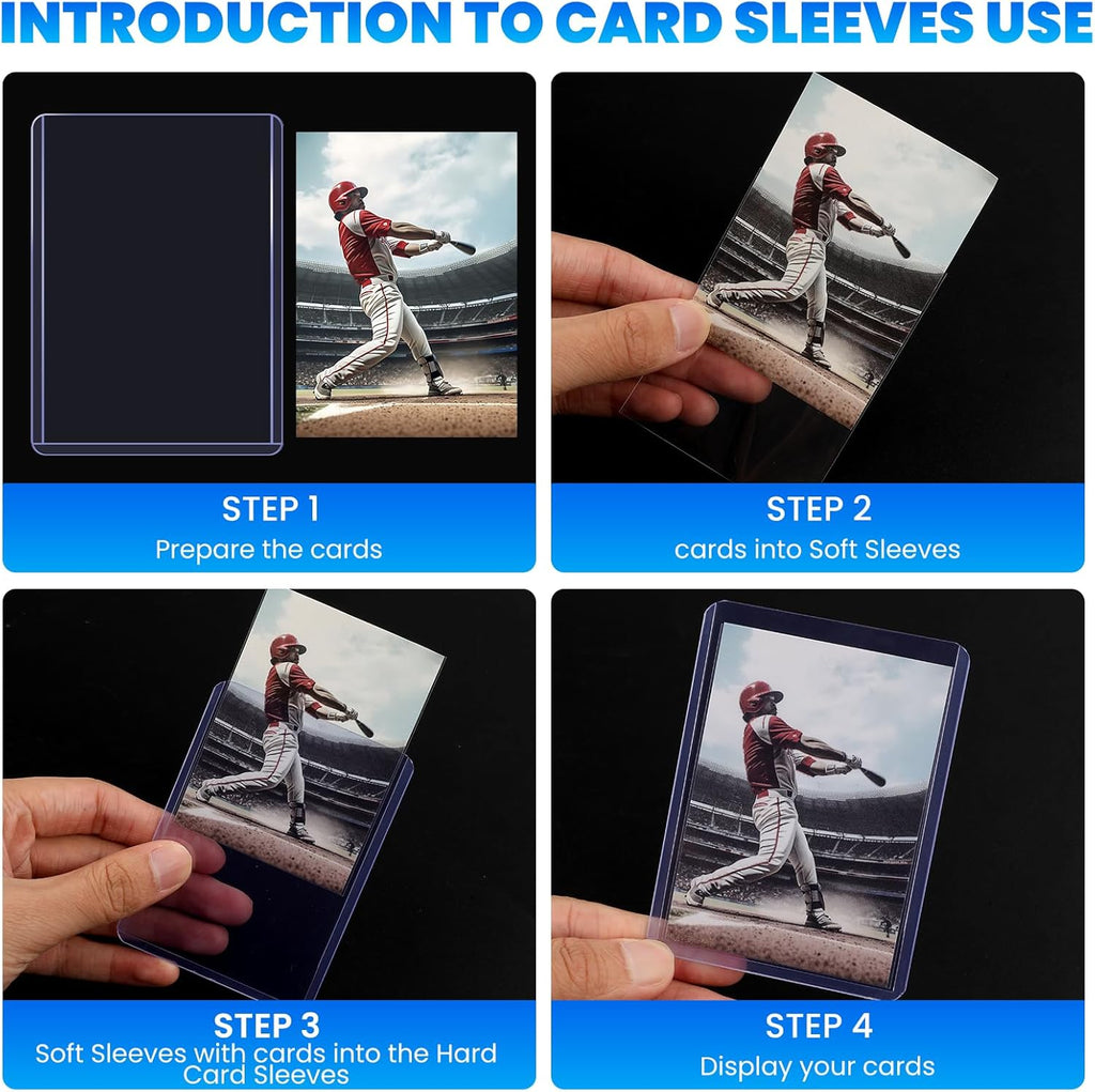 Skiennix 600 Card Sleeves - Hard Plastic Top Loaders with 300 Penny Sleeves | 3" x 4" Trading Card Protectors