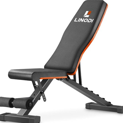 LINODI Adjustable Weight Bench - Foldable Incline & Decline for Full Body Strength Training | Home Gym Essential