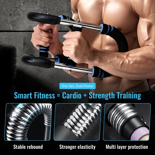 Twister Arm Trainer – Adjustable Resistance 30-120lbs Chest Workout Equipment with 4 Springs, Jump Rope & Wrist Guards for Upper Body Strength & Muscle Training at Home