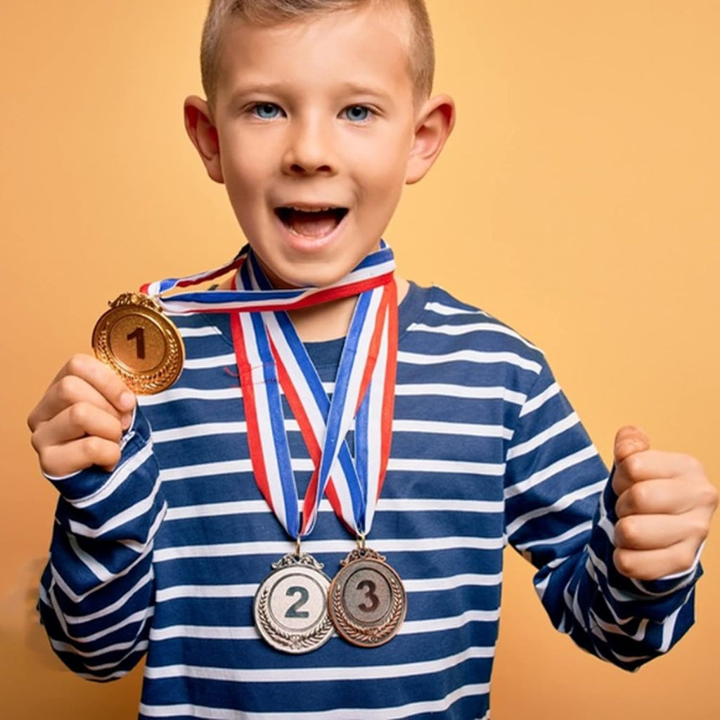 Winner 12-Piece Metal Award Medals Set - Gold, Silver, Bronze with Neck Ribbons | 2 Inches