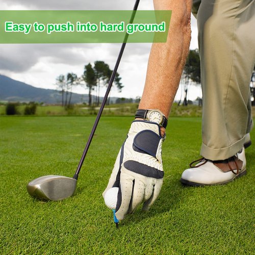 GLOOF Golf Tees Plastic, Pack of 10 Pcs Soft Rubber Top Golf Tees 3 1/4 Inch Multiple Colors Reduces Friction and Side Spin