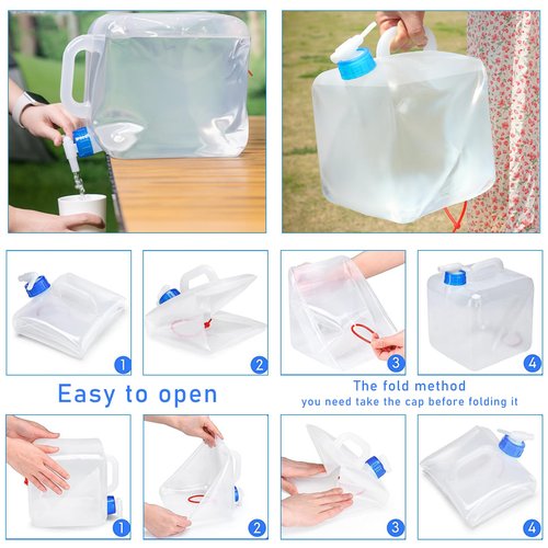 Nexboraque 2 Pack 5.3 Gallon Collapsible Container with Spigot, Foldable Water Jug Portable Camping Water Storage Carrier Jug for Outdoors Hiking Backpack & Emergency, Food Safe