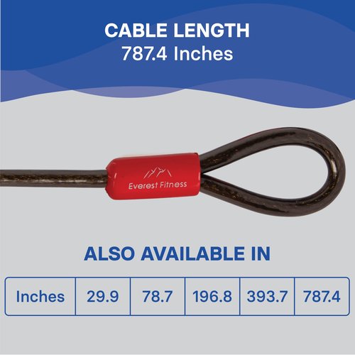 EVEREST FITNESS Heavy Duty Bike Lock Cable for Security - 76cm Long x 6mm - Universal Anti Theft Steel Bicycle Loop Cable - Compatible with All Bike Locks
