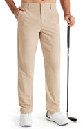 Libin Men's All Day Comfy Golf Pants Work Dress Pants 34" Quick Dry Lightweight Business Casual Trousers for Men with Pockets, Khaki, 44W x 34L