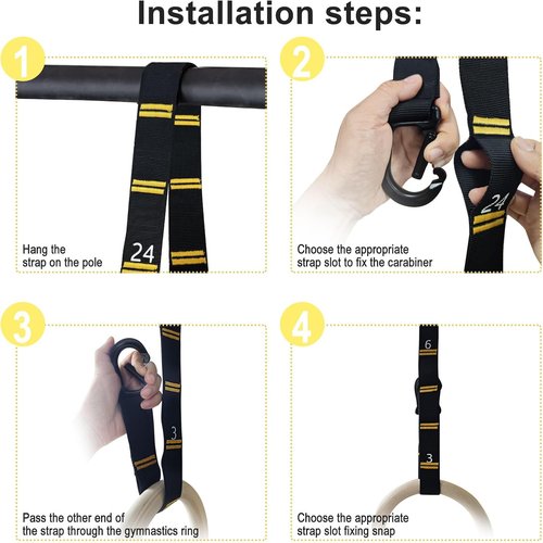 Adjustable Straps for Gymnastic Rings by [Brand Name] - 8.2FT Long, 1000LBS Capacity | Perfect for Home Gym