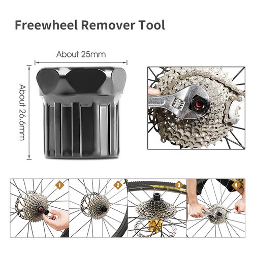 DUZFOREI 6 Pcs Bicycle Repair Tools Kit, Bike Cassette Removal Tool, Sprocket Removal Tools Sprocket Remover for Mountain Bike, Road Bike