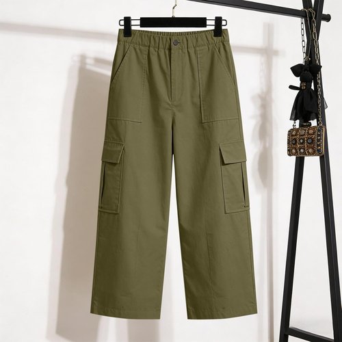 LRMQS Cargo Capris for Women - High Waisted Plus Size Summer Pants with Pockets | Casual Loose Fit